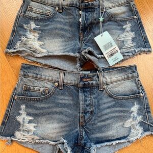 REVICE Blue Distressed Jean Shorts